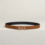 H Equestre belt buckle & Reversible leather strap 24 mm - Image 2
